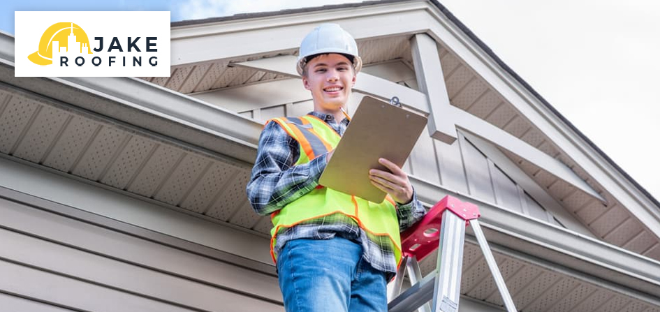 Inspector taking notes while conducting a roof inspection