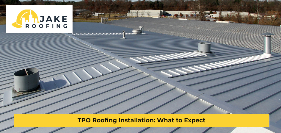 Completed TPO roofing installation on commercial building