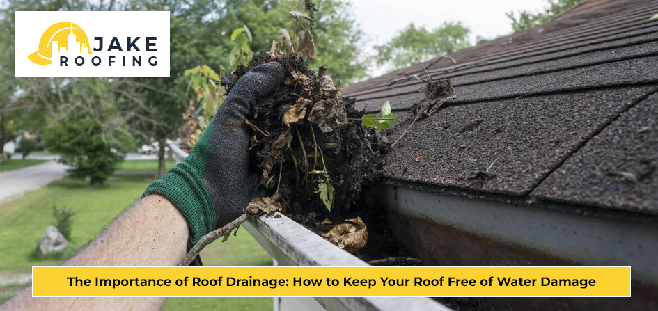 Worker cleaning roof gutters to prevent water damage